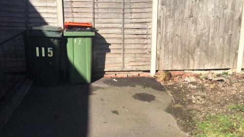 Recycling containers filled with construction debris