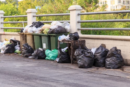 Commercial waste removal trucks in Finsbury Park